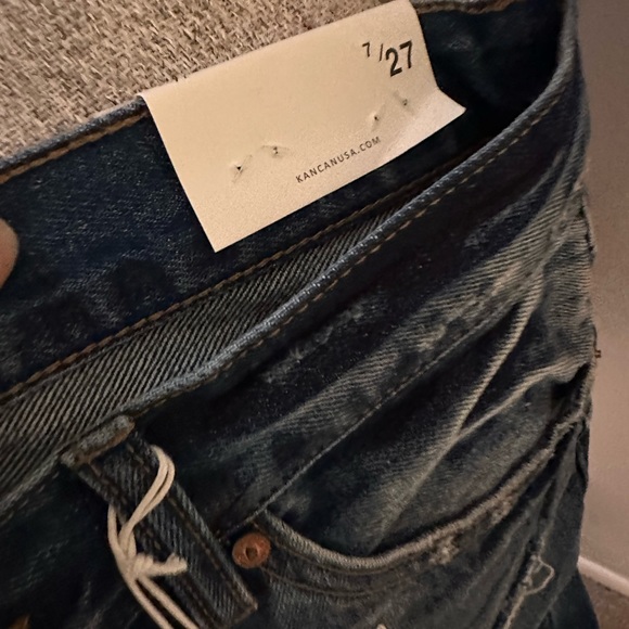 KanCan Medium Wash High Rise Distressed Knee Jeans Wide Leg - Picture 3 of 11